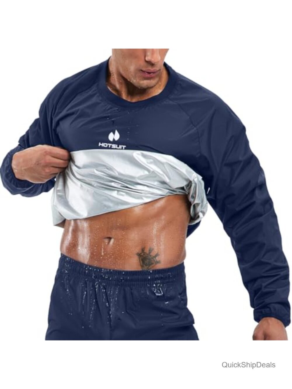 Men's Sauna Suit Jacket Sweat Workout Trainer Heat Retaining PVC Free Polyester